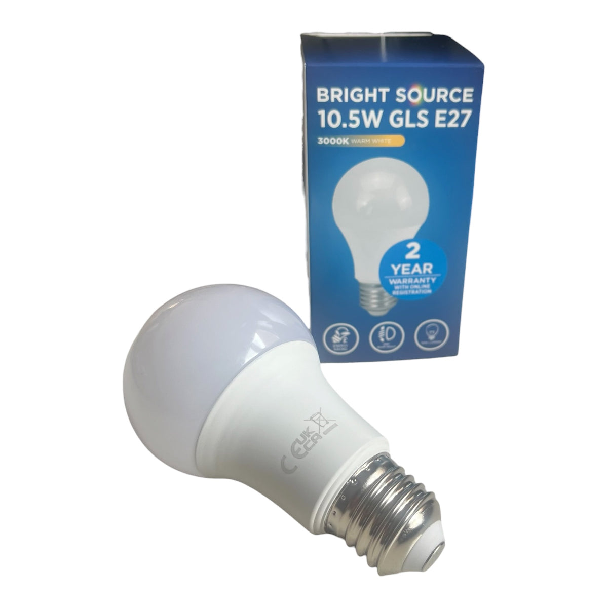Bright Source 10.5W E27 Opal LED GLS Bulb, 3000K Warm White (1055 Lumens, 75W Equivalent) - 1 Pack