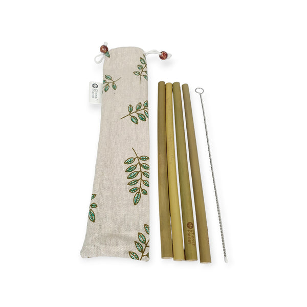 Reusable Bamboo Straw Set