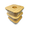 Square Glass Food Container with Bamboo Lid