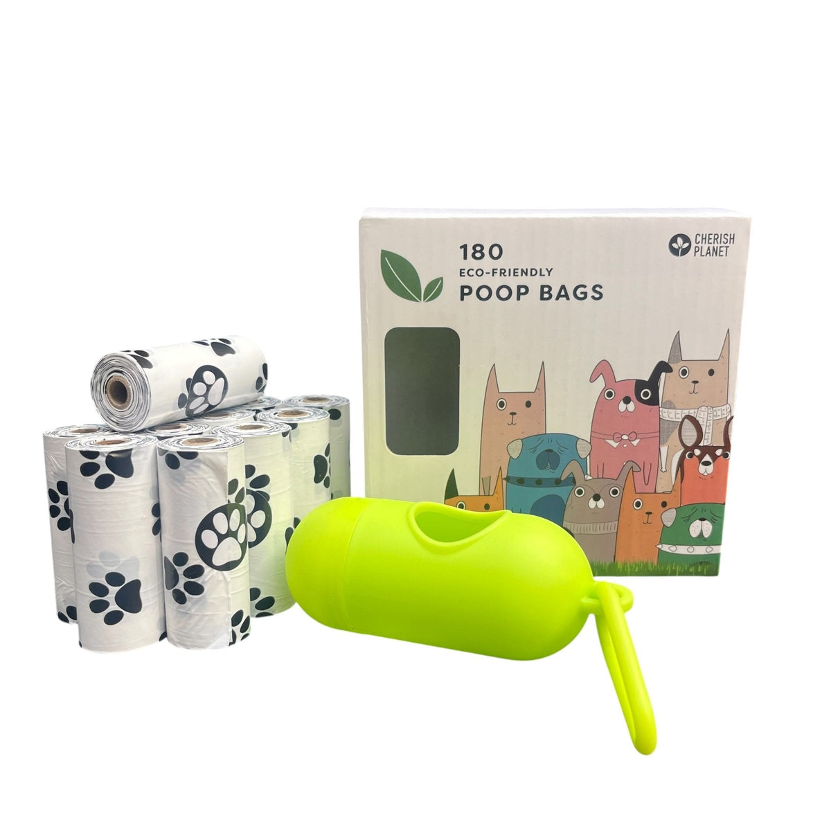 Cherish Planet Dog Poo Bags & Dispenser - Eco - Friendly, Thick Pet Waste Pick Up Bags Dispenser and 12 rolls included - Cherish Home