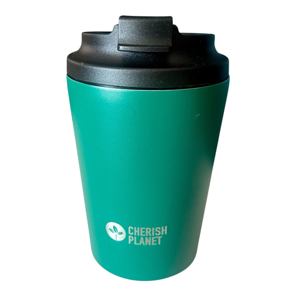 Cherish Planet Green Coffee Mug 360ml - Portable Stainless Steel 12oz Coffee Cup for Home & Office