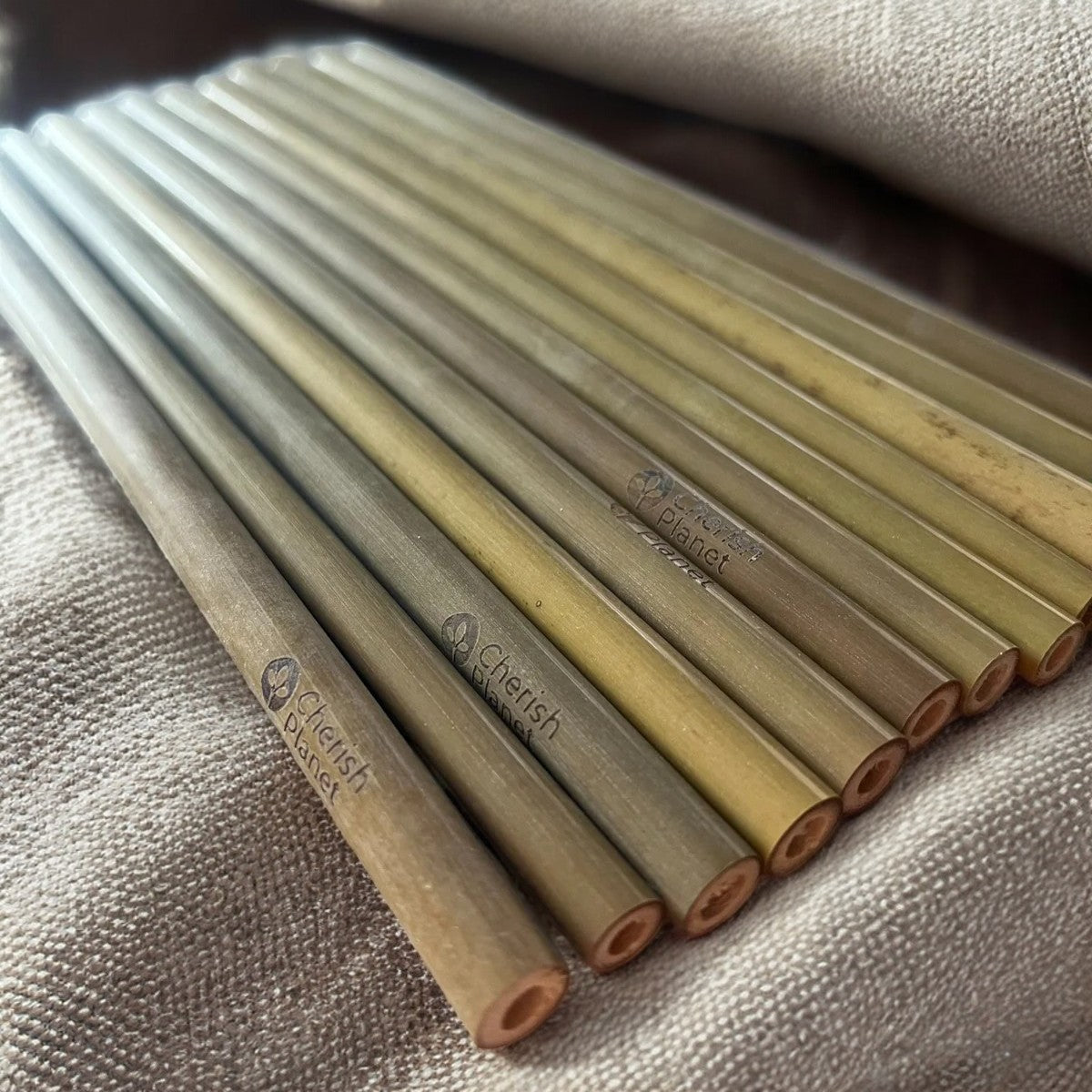 Large Organic Bamboo Reusable Drinking Straws - Set of 12