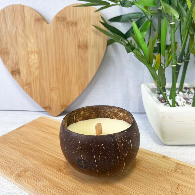 Soy Wax Real Coconut Shell Candle - Sandalwood Scented