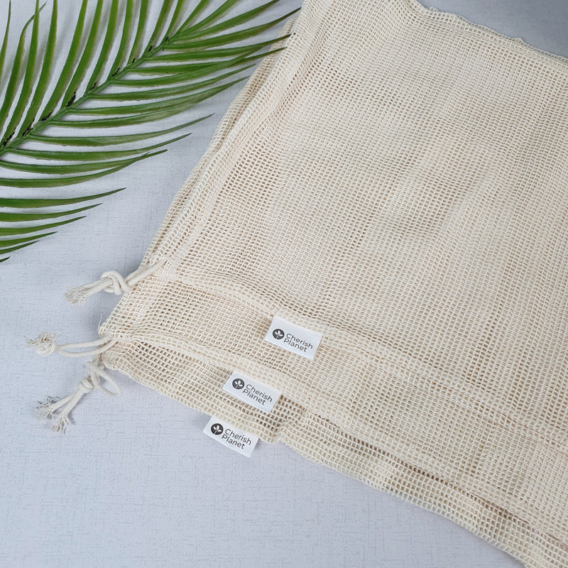 Reusable, Washable Drawstring Cotton Shopping Bags